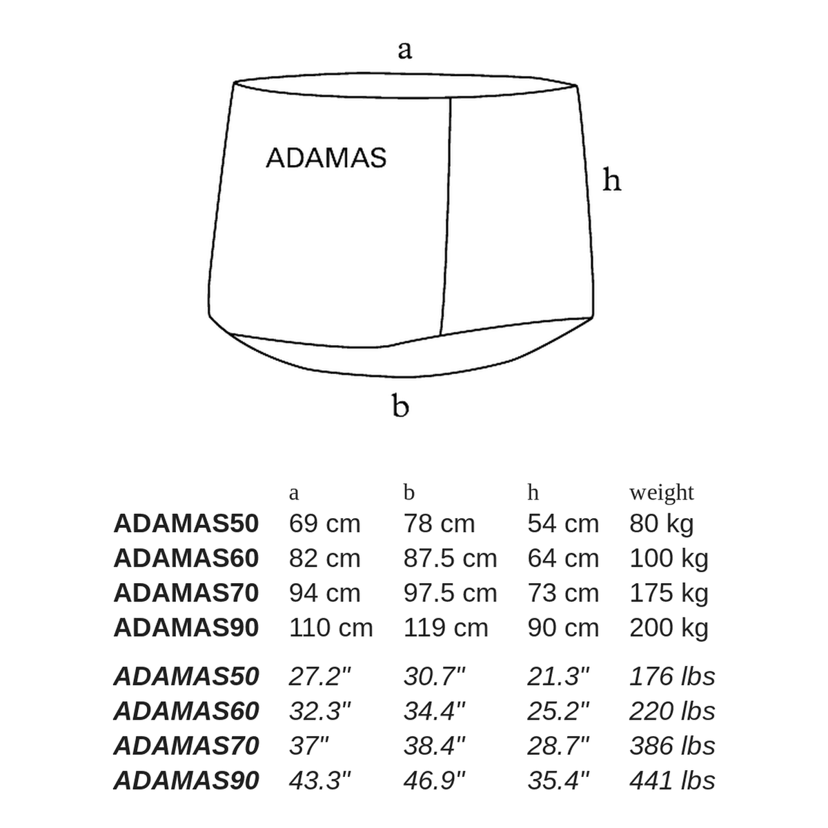 ADAMAS by Atelier Vierkant - dimensions