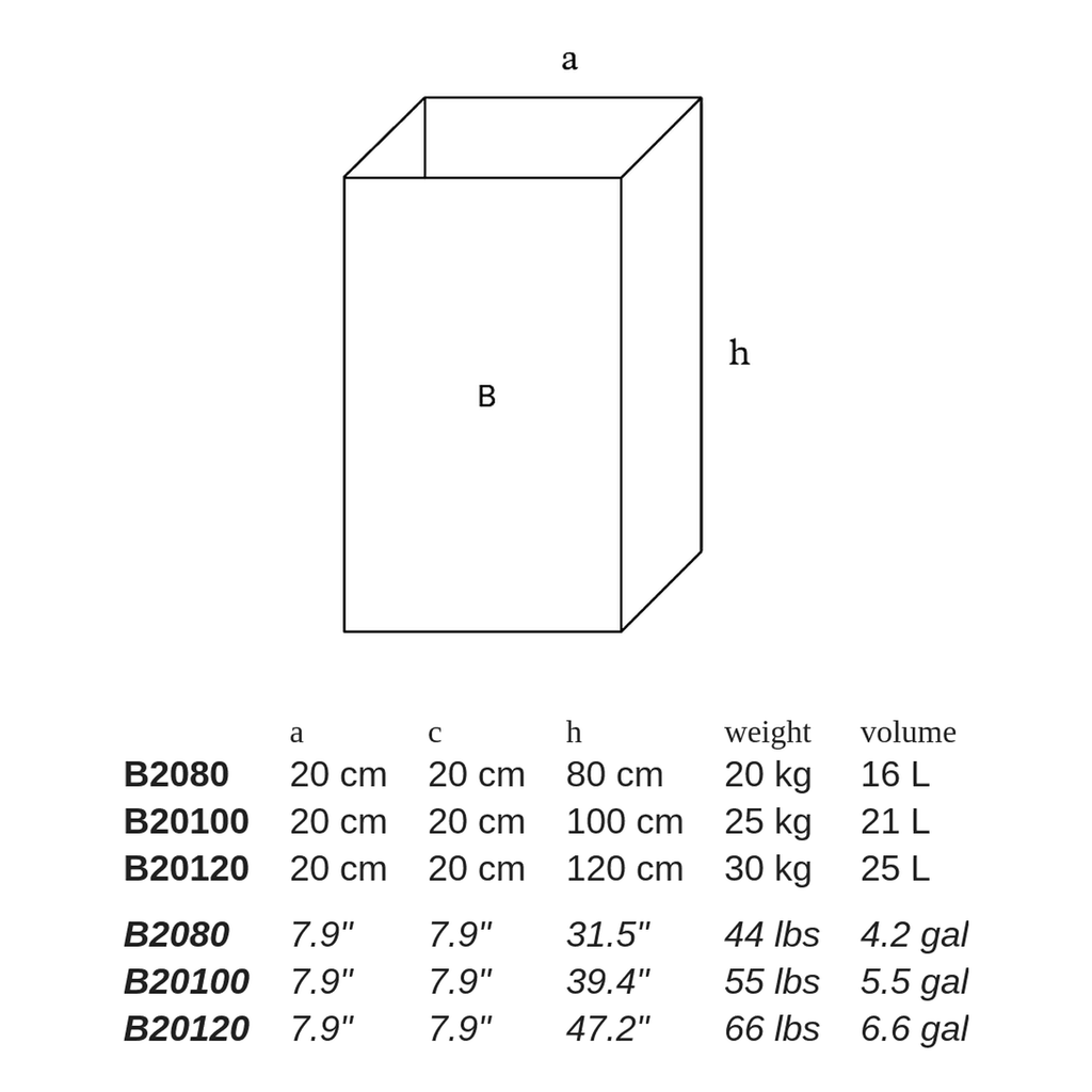 B by Atelier Vierkant - dimensions