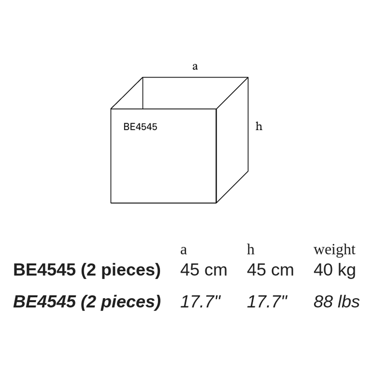 BE4545 by Atelier Vierkant - dimensions