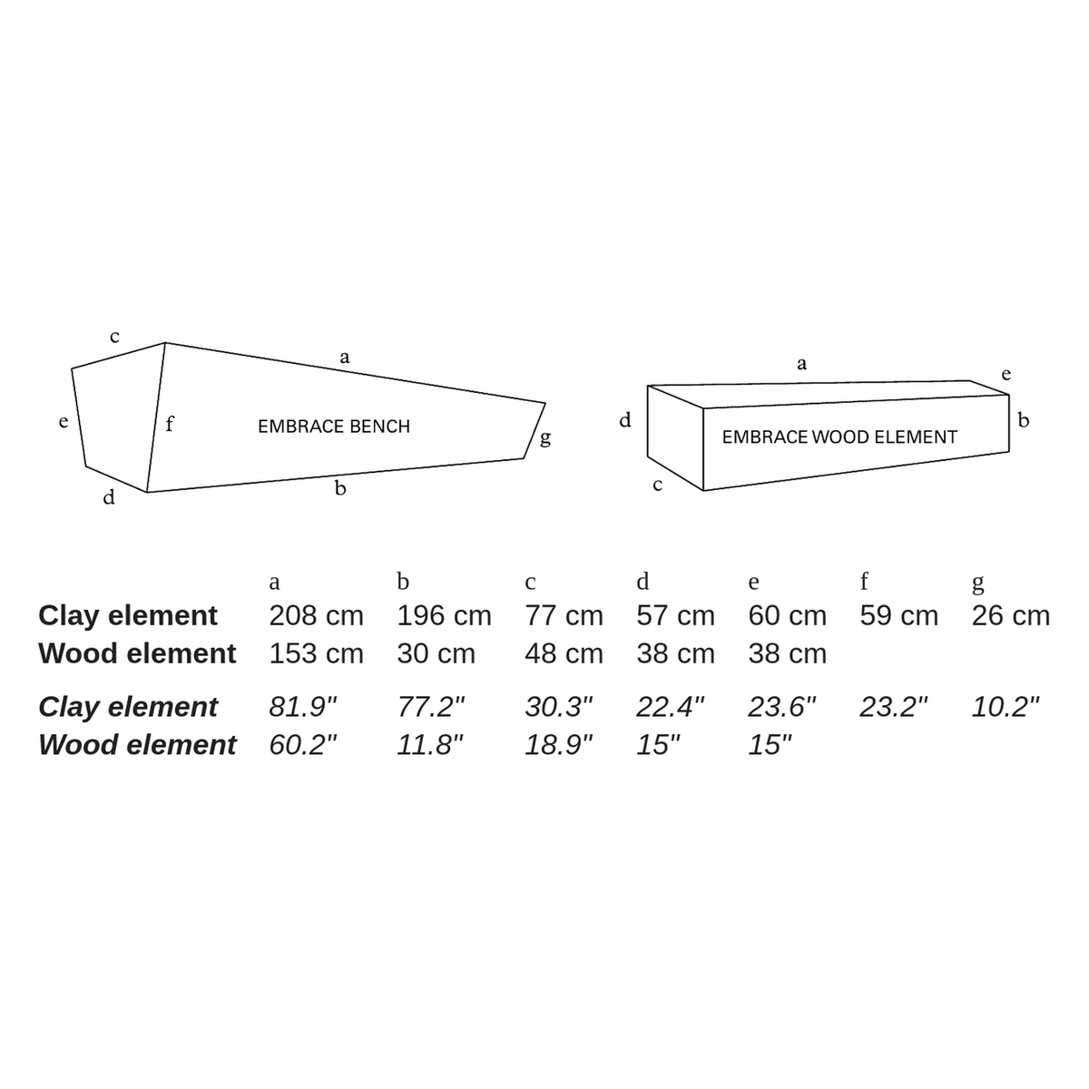 EMBRACE BENCH by Atelier Vierkant - dimensions