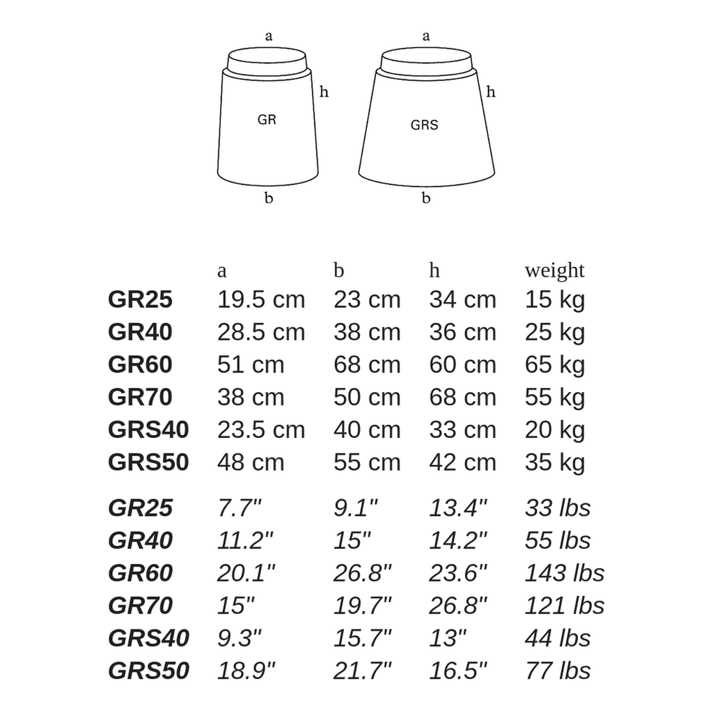 GR / GRS by Atelier Vierkant - dimensions