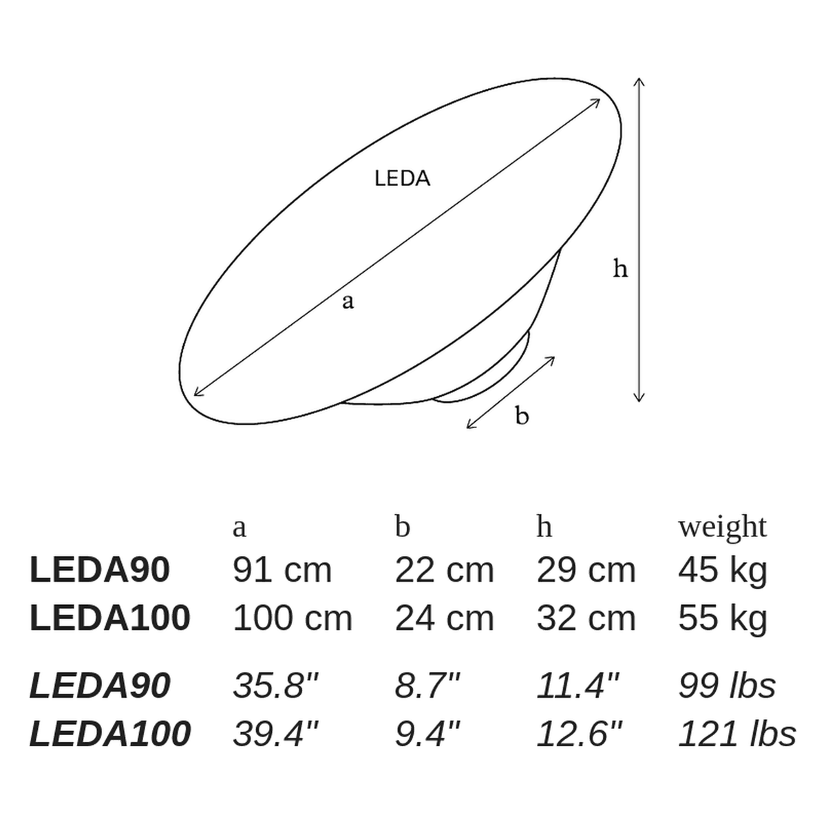 LEDA by Atelier Vierkant - dimensions