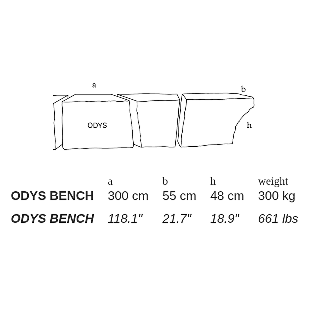 ODYS BENCH by Atelier Vierkant - dimensions