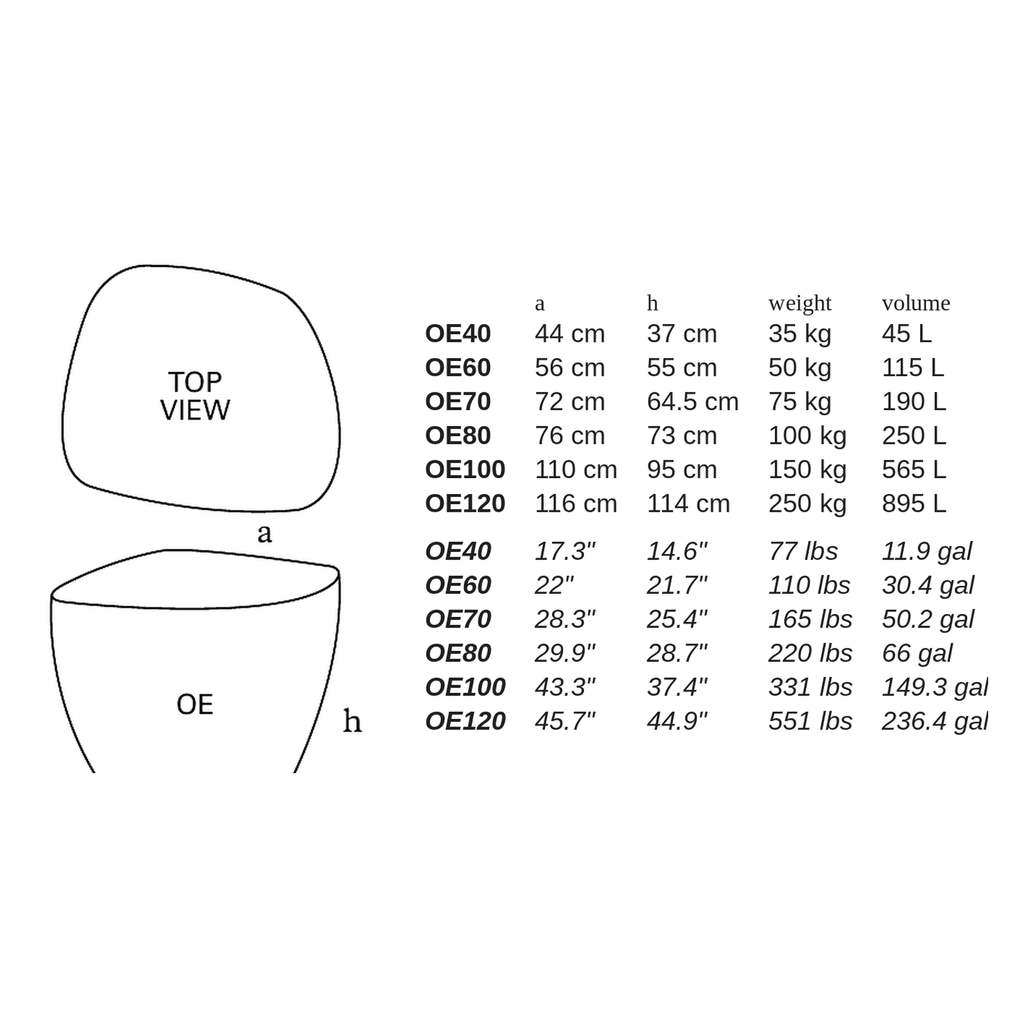 OE by Atelier Vierkant - dimensions